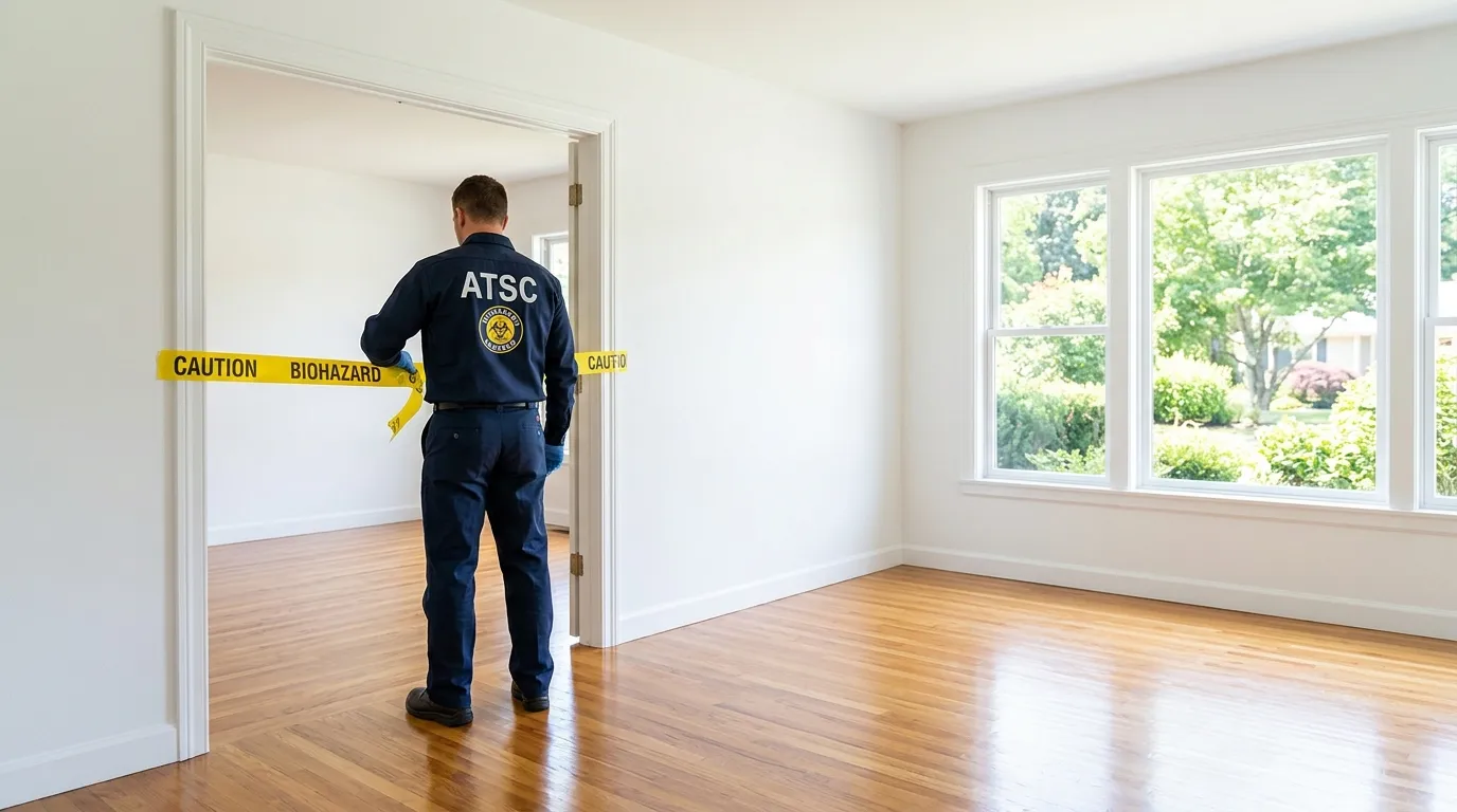 Certified biohazard cleanup crew performing Decomposition Cleanup in Readville